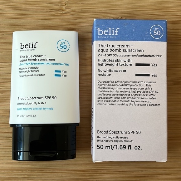 Brand New Belif The True Cream Aqua Bomb Sunscreen 2-in-1 SPF 50 & Moisturizer - Picture 1 of 8